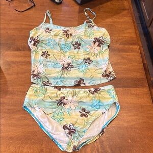 Christina Floral Swim Set - Green and Brown